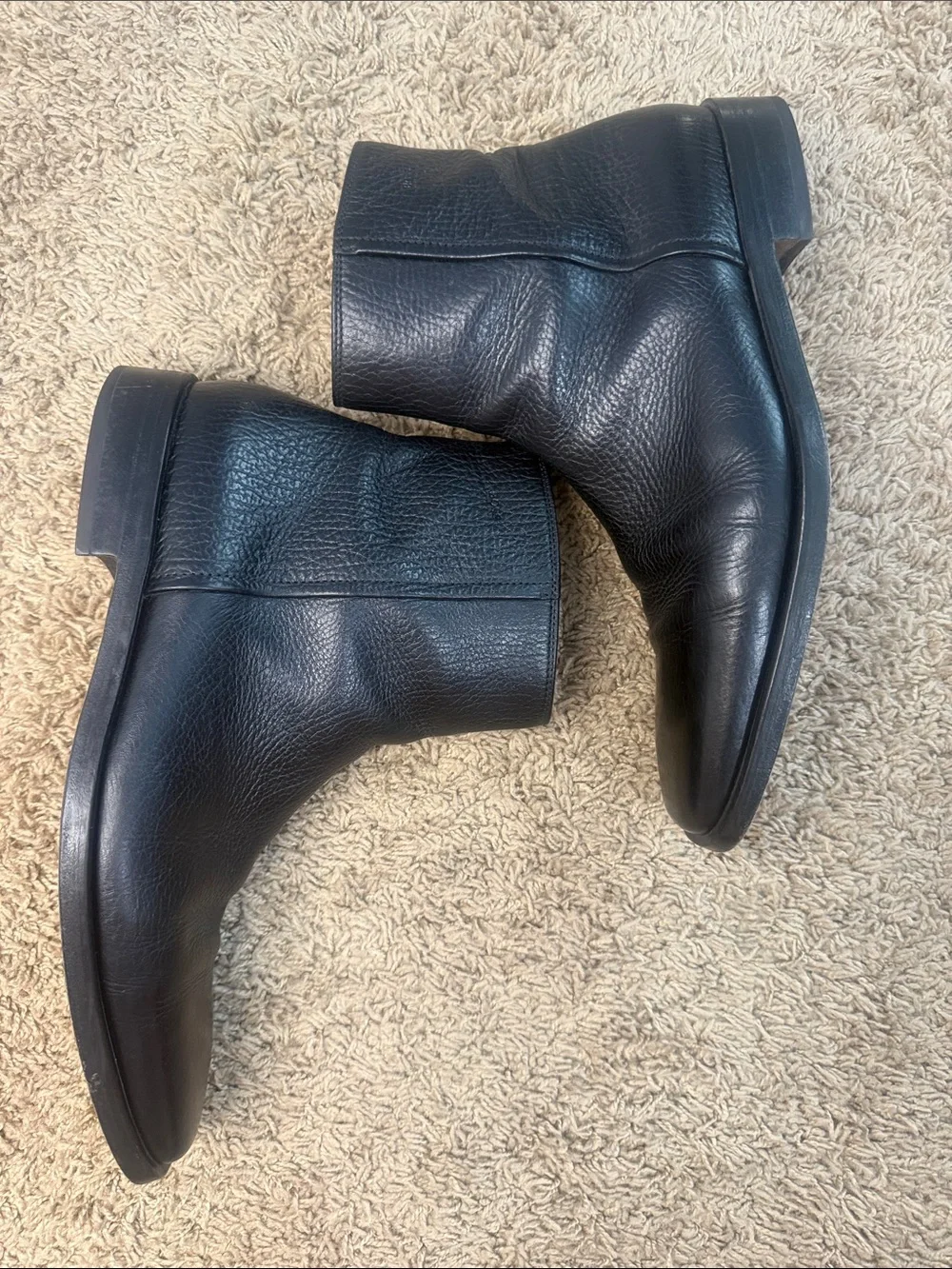 Hugo Boss Men Black Leather Chukka Ankle Boots Side Zip Size 8.5